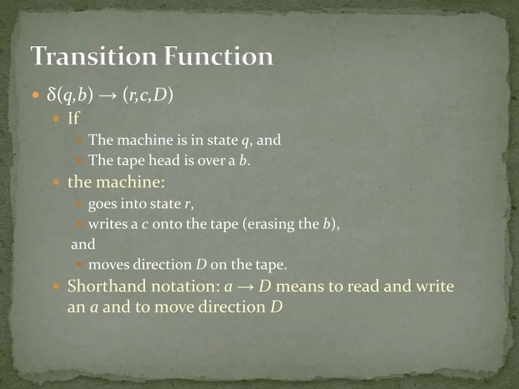 transition function