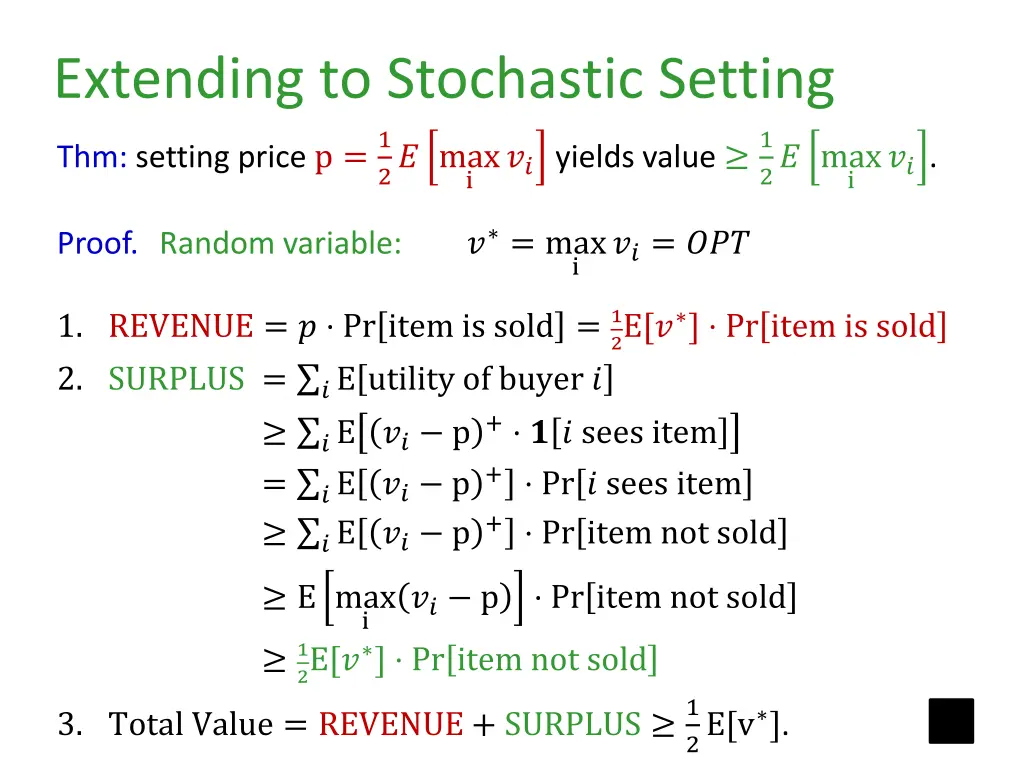 extending to stochastic setting