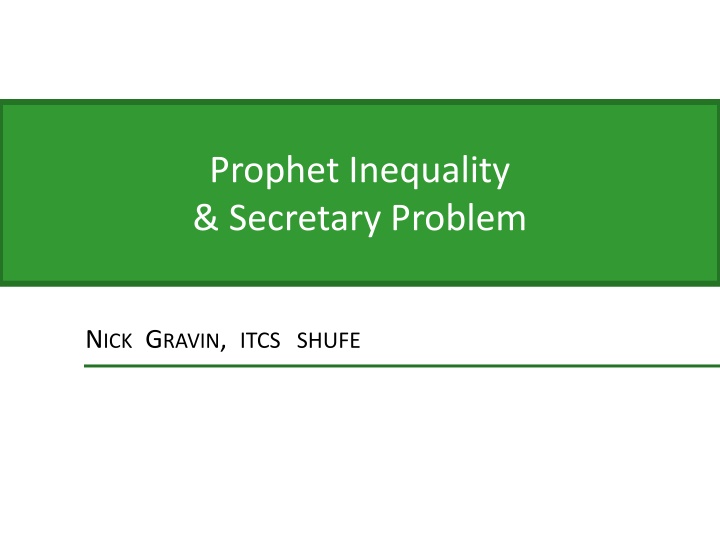 prophet inequality secretary problem