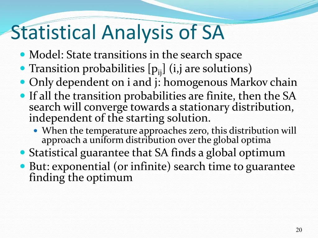 statistical analysis of sa model state