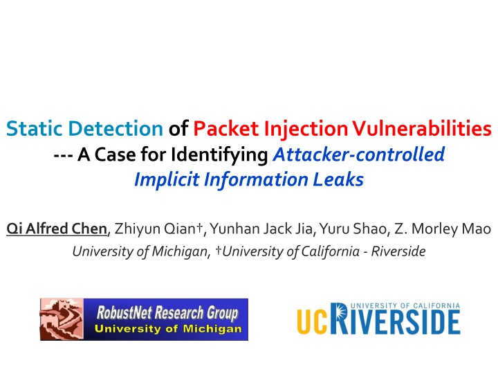 static detection of packet injection