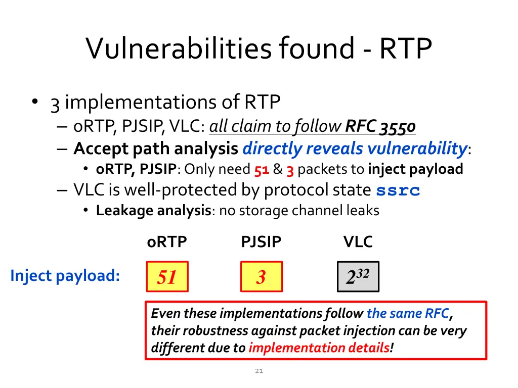 vulnerabilities found rtp