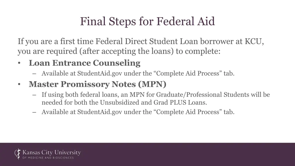 final steps for federal aid