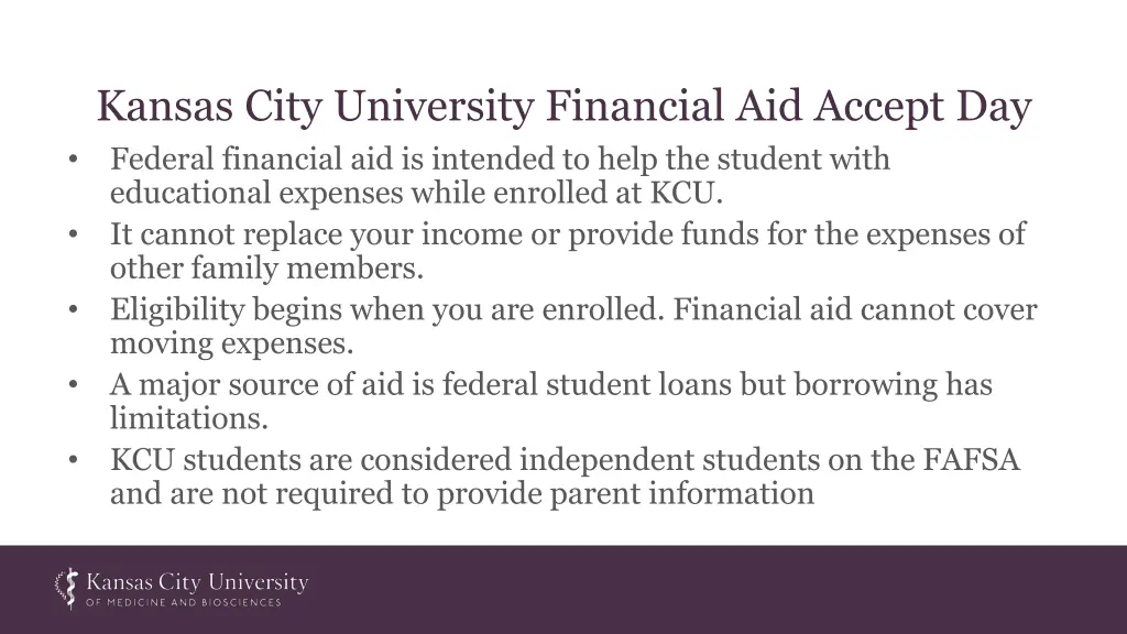 kansas city university financial aid accept