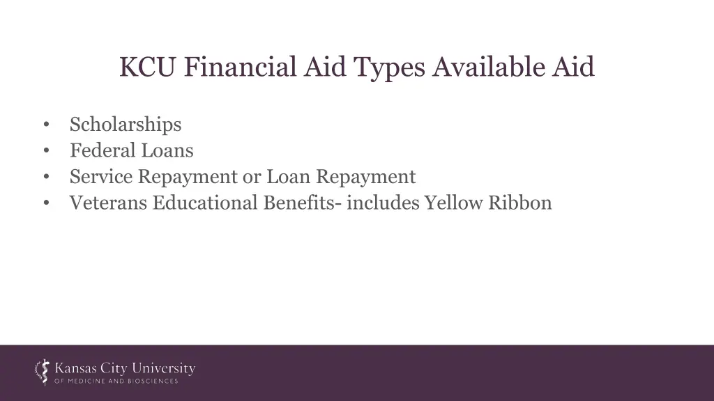 kcu financial aid types available aid