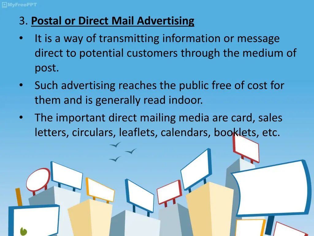 3 postal or direct mail advertising