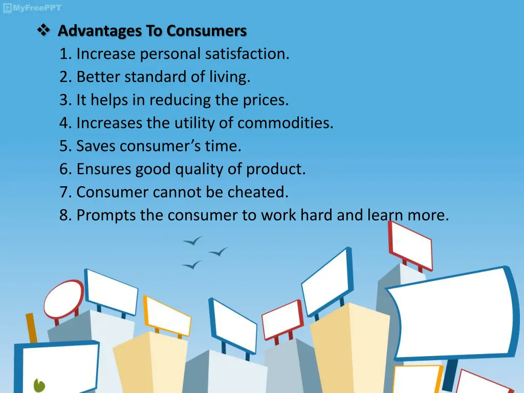 advantages to consumers 1 increase personal