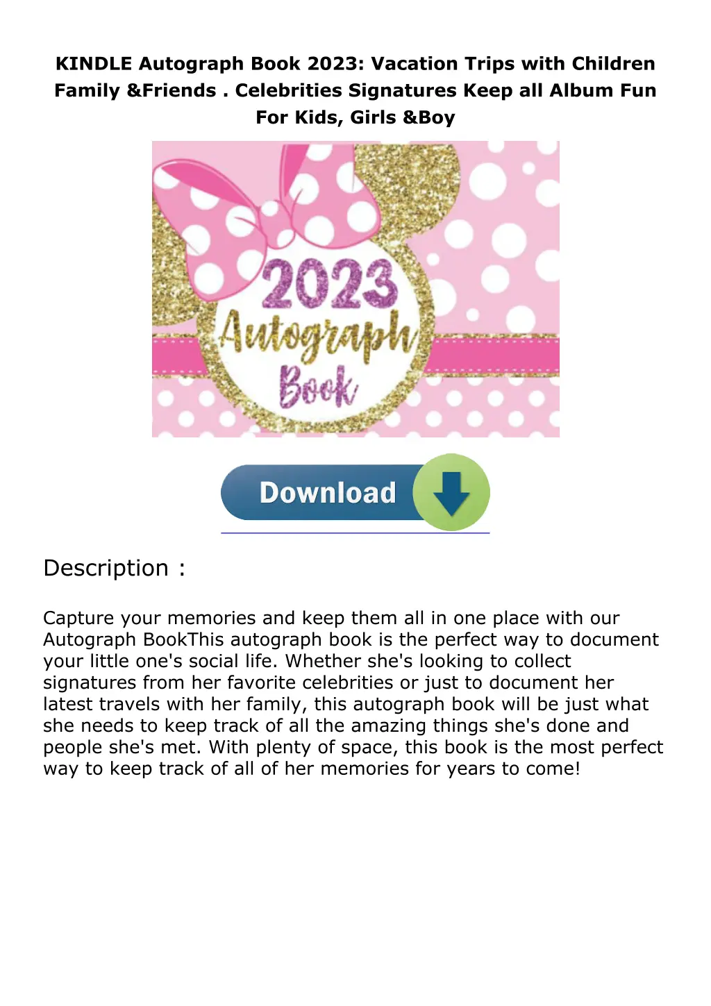 kindle autograph book 2023 vacation trips with