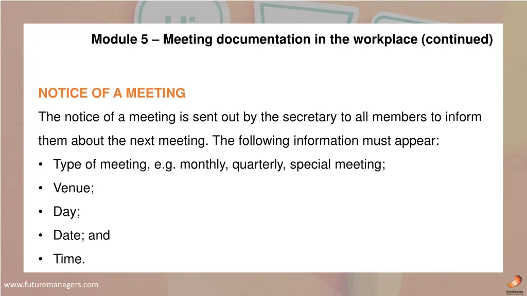 module 5 meeting documentation in the workplace 5