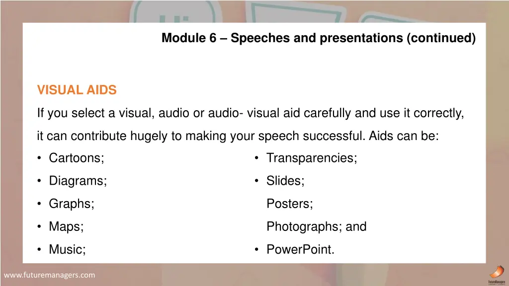 module 6 speeches and presentations continued