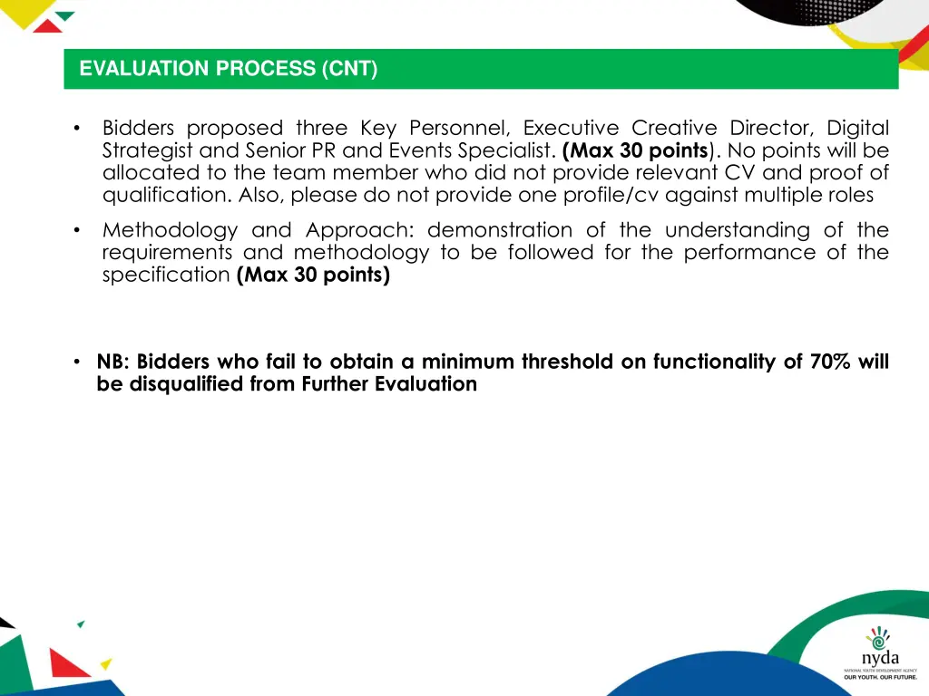 the tender procedure evaluation process cnt