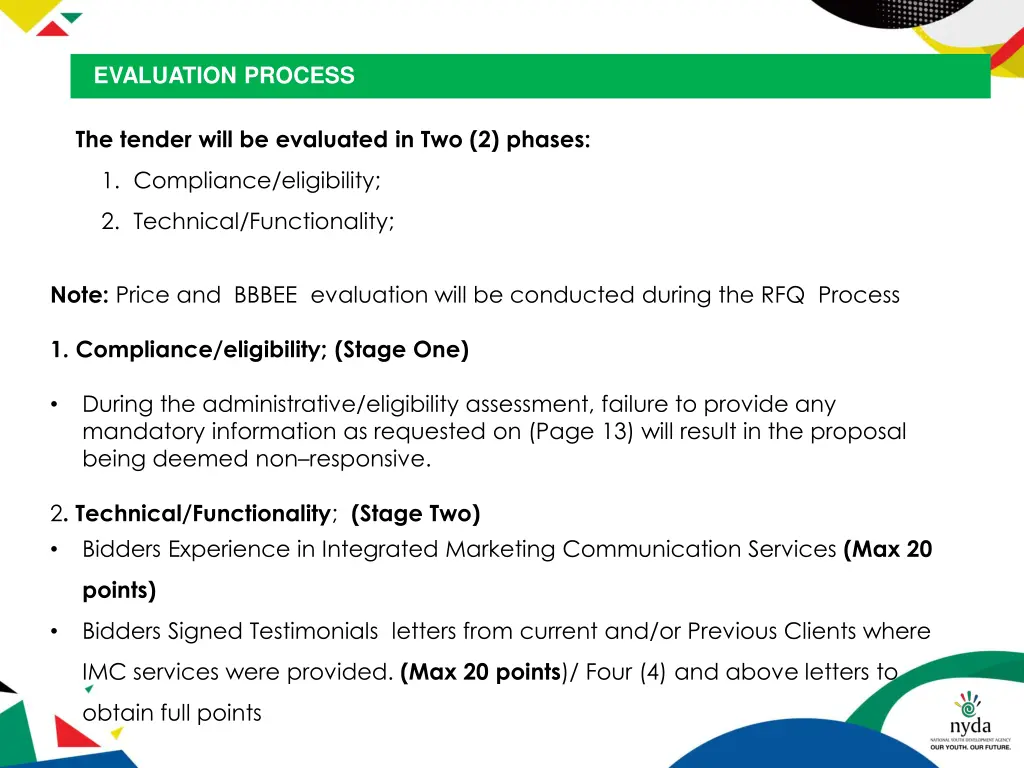 the tender procedure evaluation process