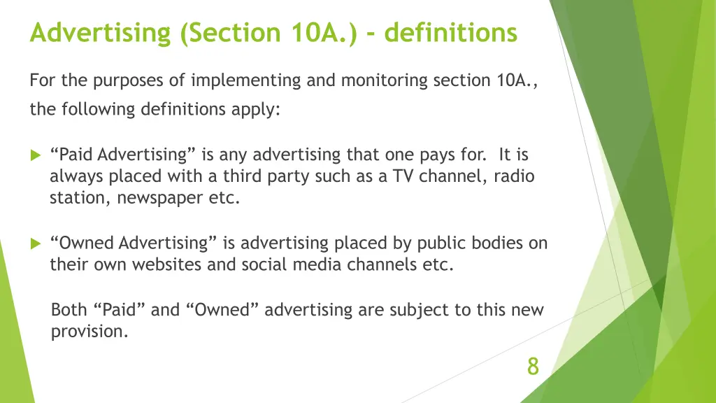 advertising section 10a definitions