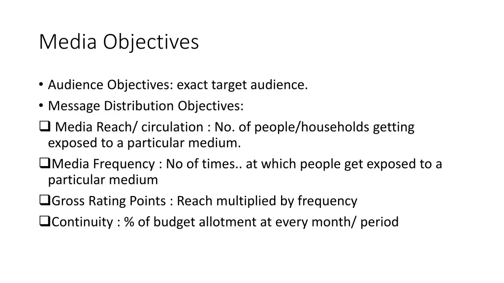 media objectives