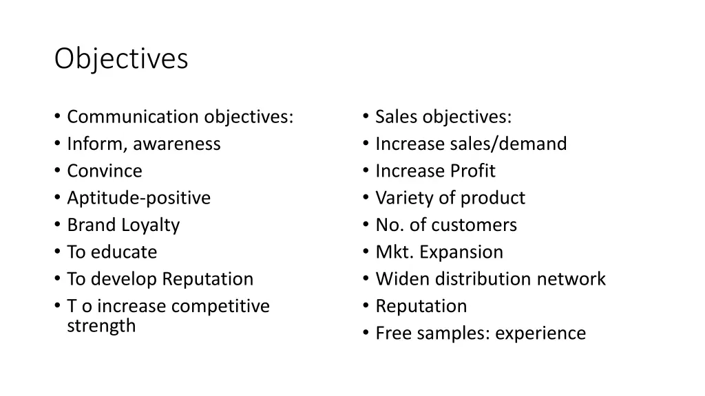 objectives