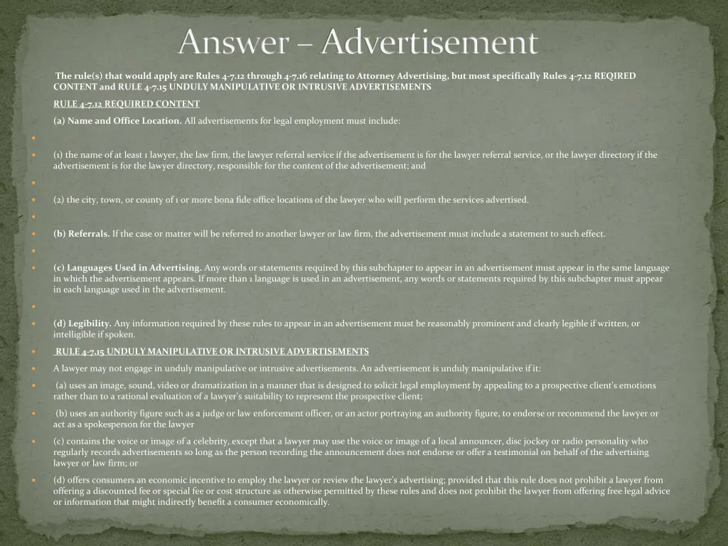 answer advertisement 1