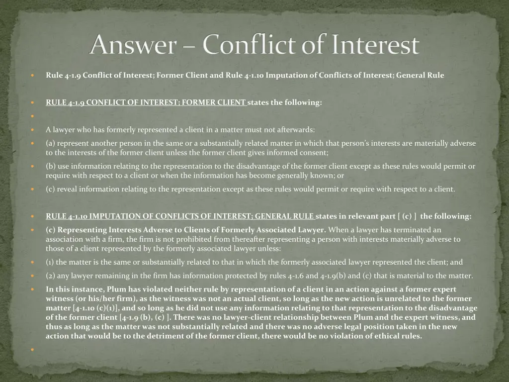 answer conflict of interest