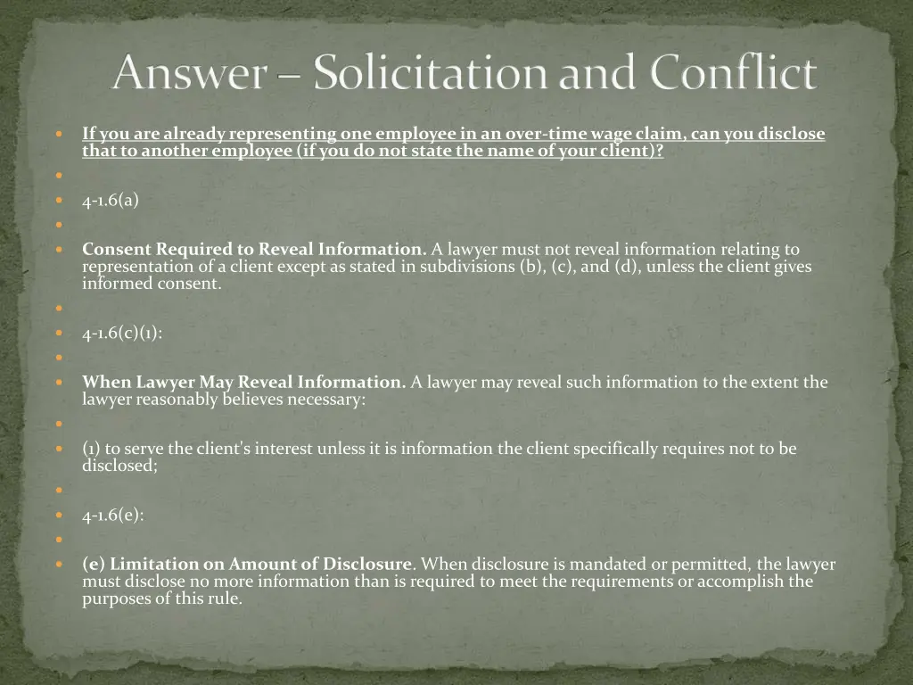 answer solicitation and conflict