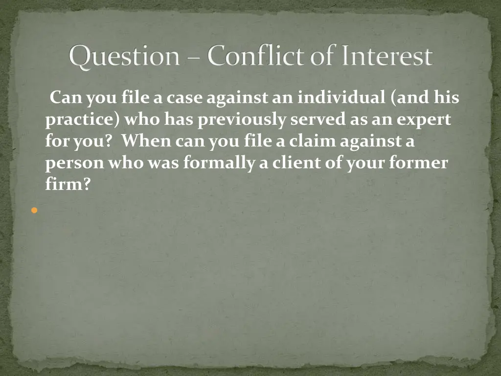 question conflict of interest