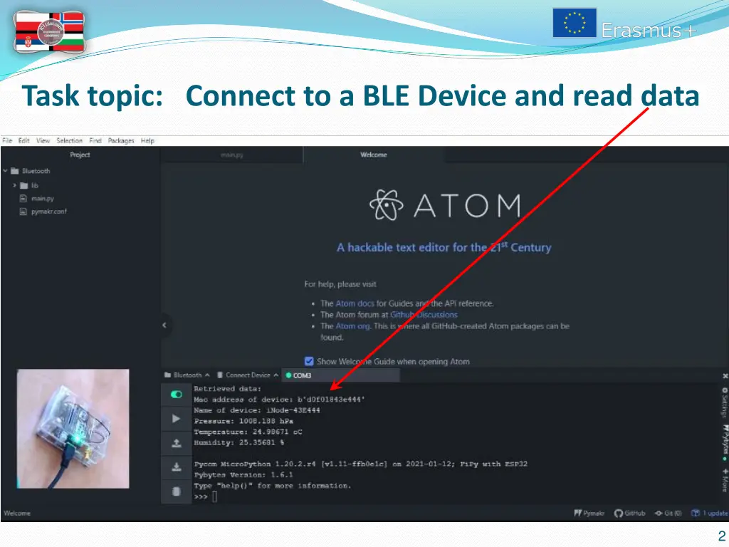 task topic connect to a ble device and read data