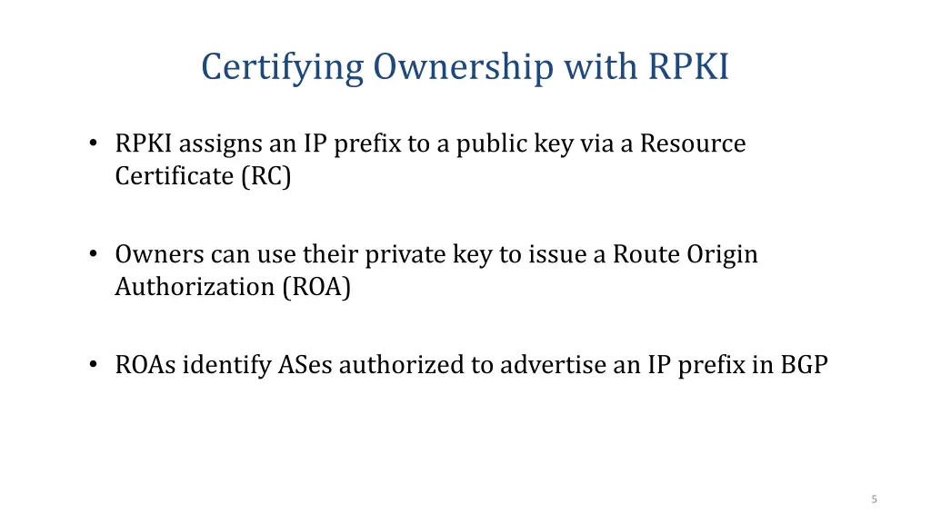 certifying ownership with rpki