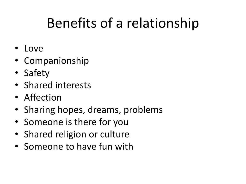 benefits of a relationship