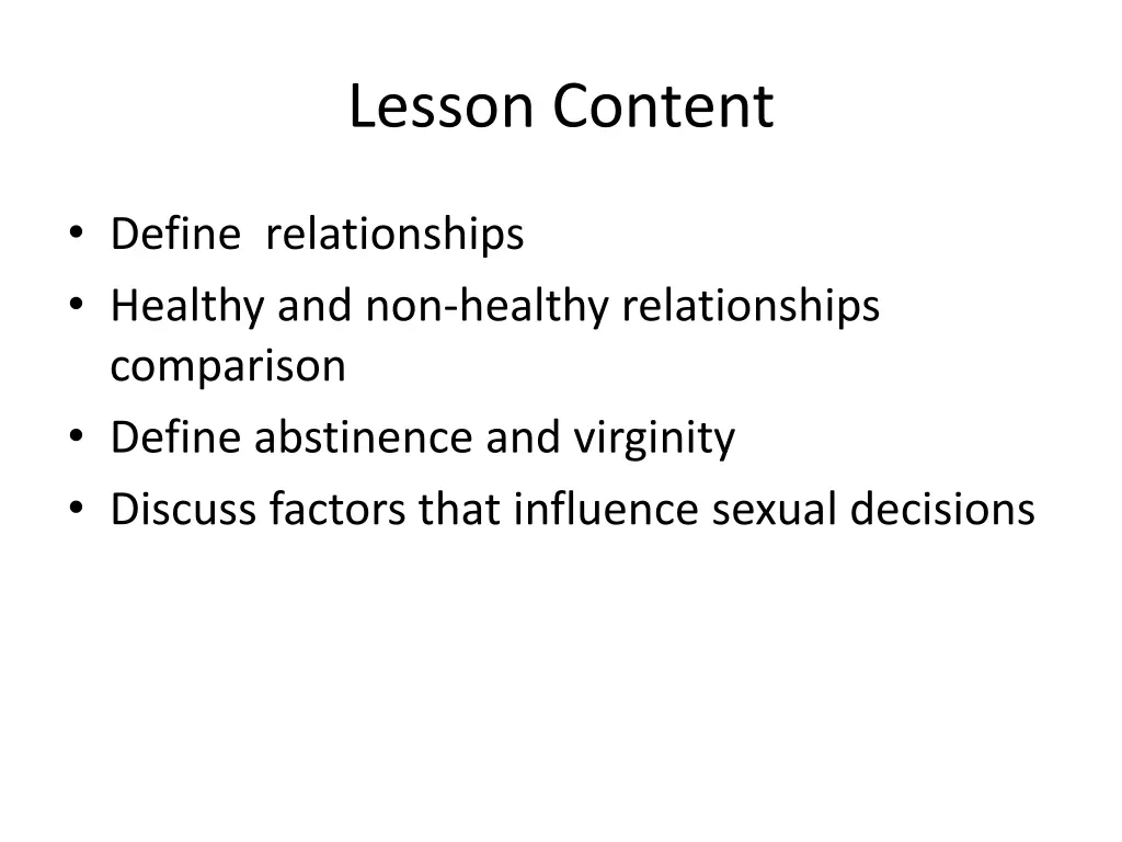 lesson content