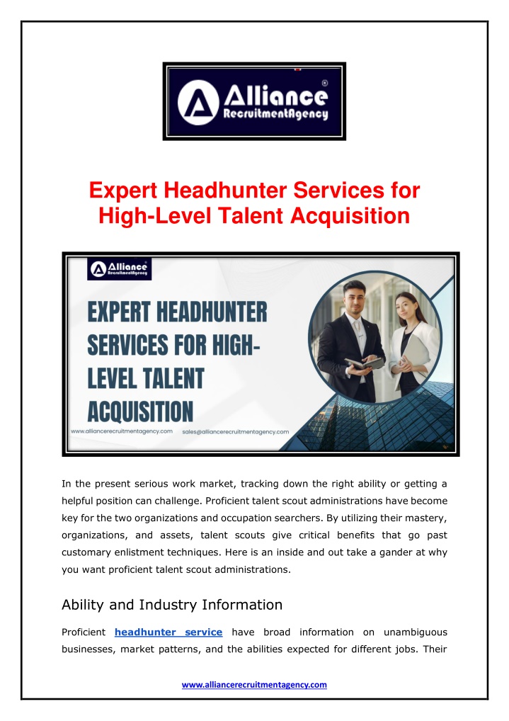 expert headhunter services for high level talent