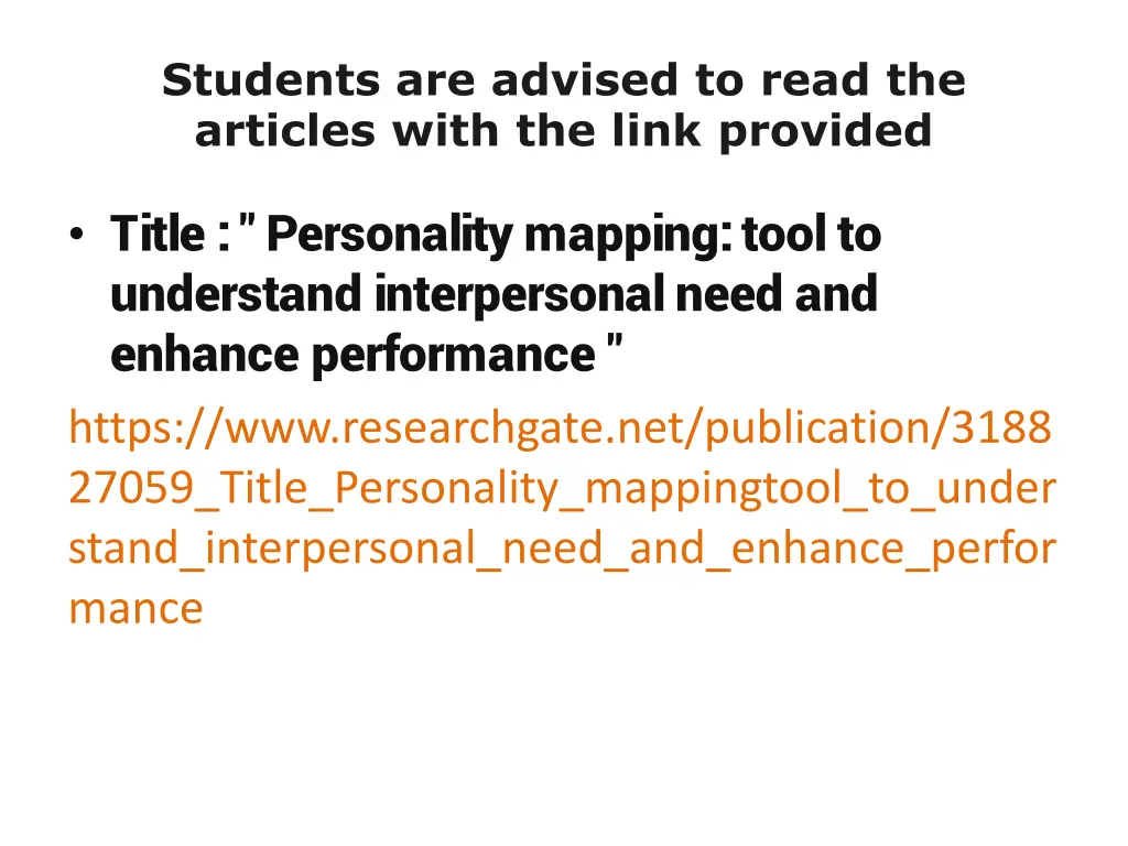 students are advised to read the articles with