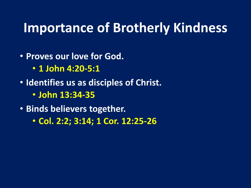 importance of brotherly kindness