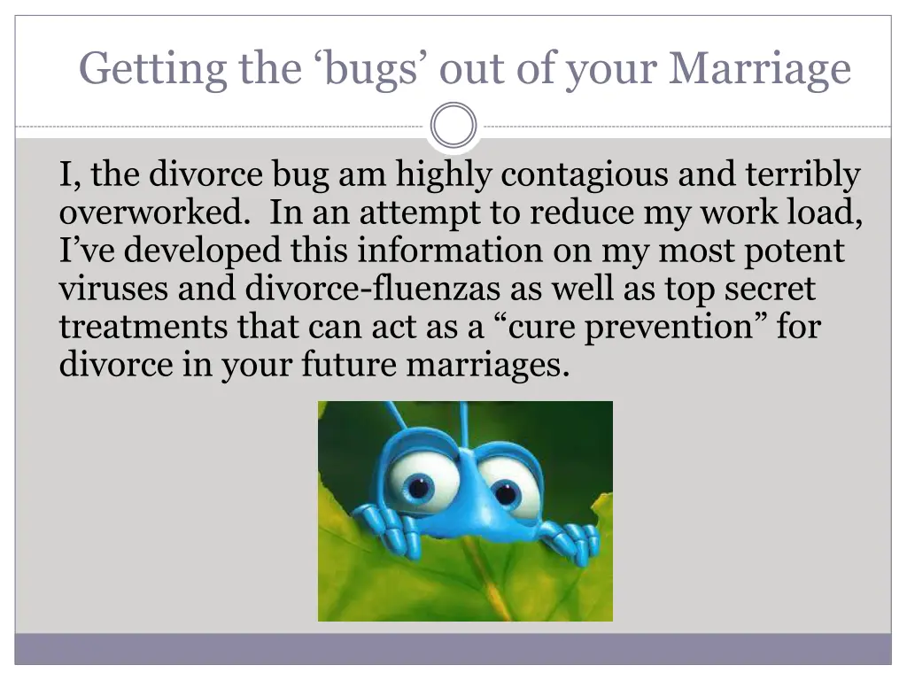 getting the bugs out of your marriage