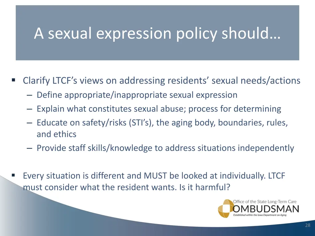 a sexual expression policy should