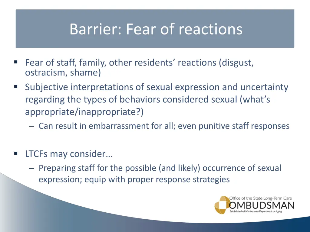 barrier fear of reactions