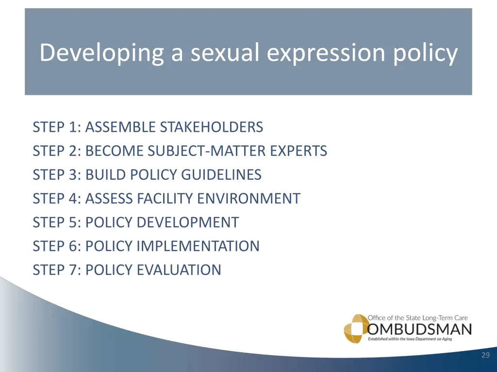 developing a sexual expression policy