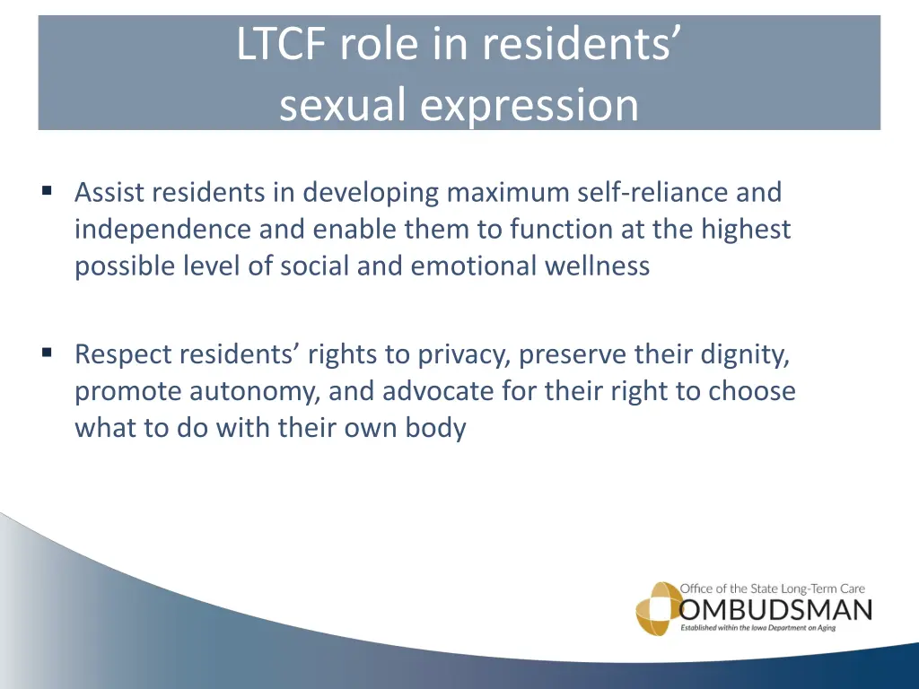 ltcf role in residents sexual expression