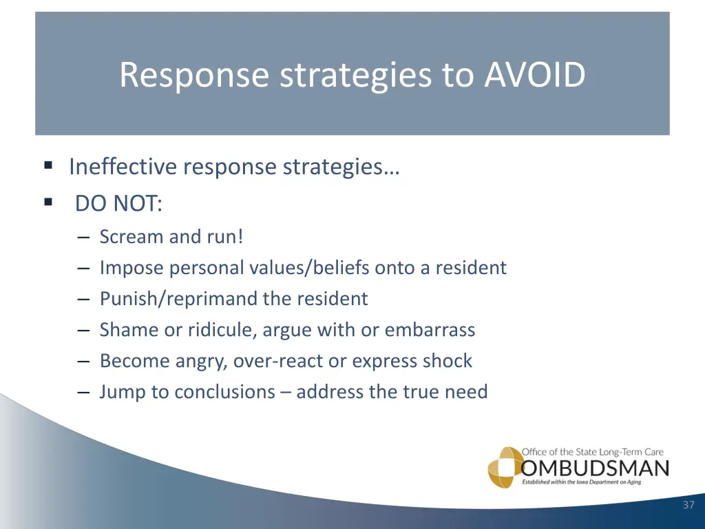 response strategies to avoid