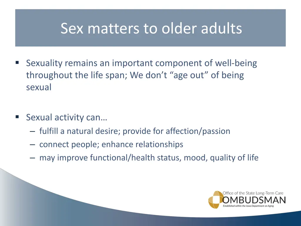 sex matters to older adults