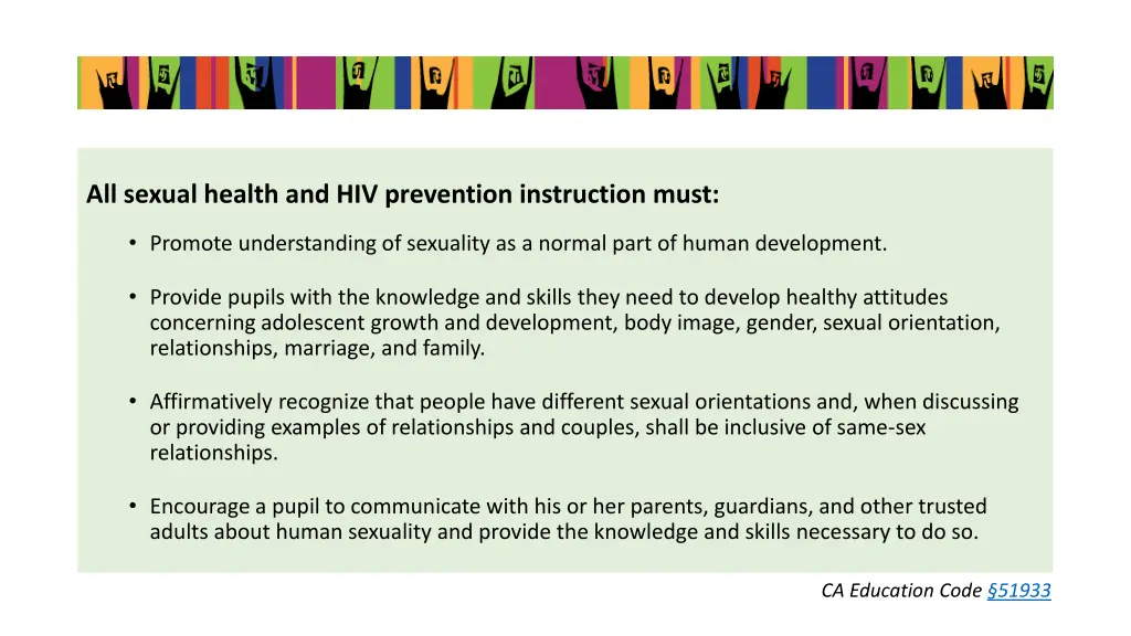 all sexual health and hiv prevention instruction