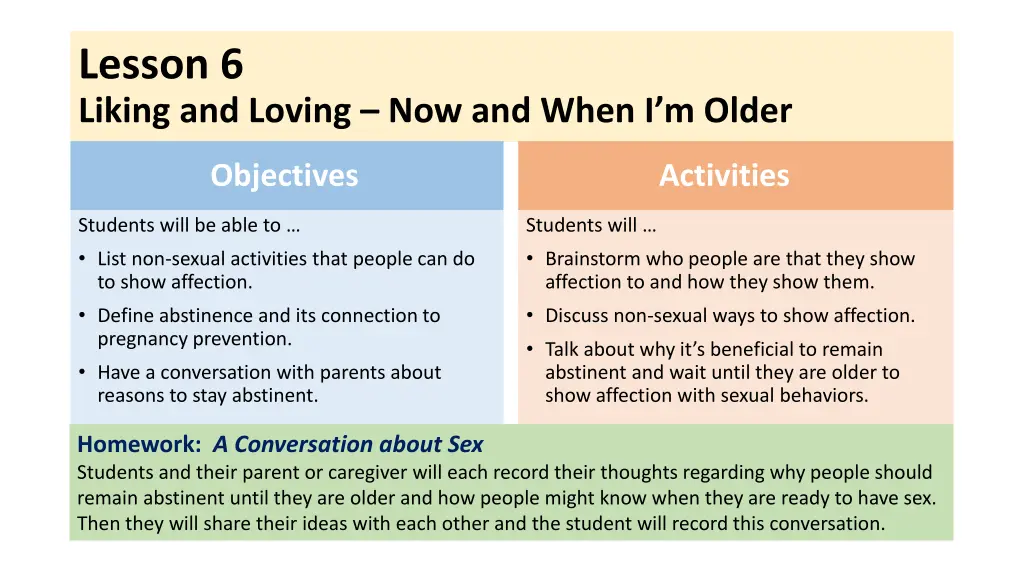 lesson 6 liking and loving now and when i m older