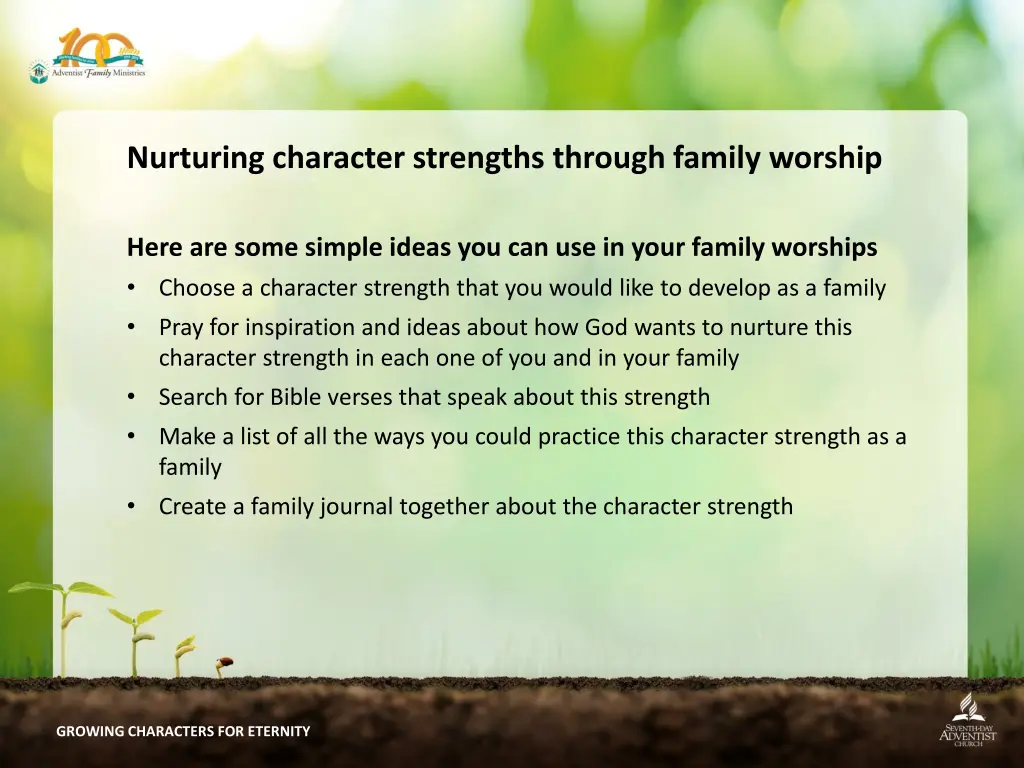 nurturing character strengths through family