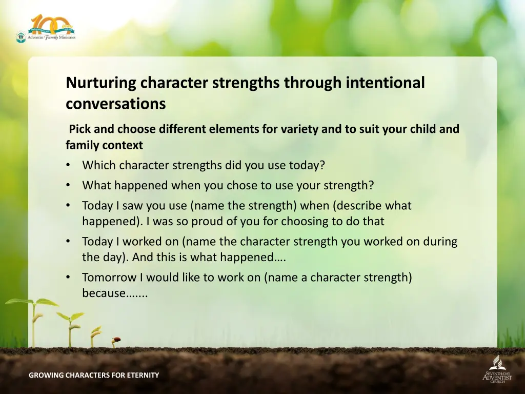 nurturing character strengths through intentional