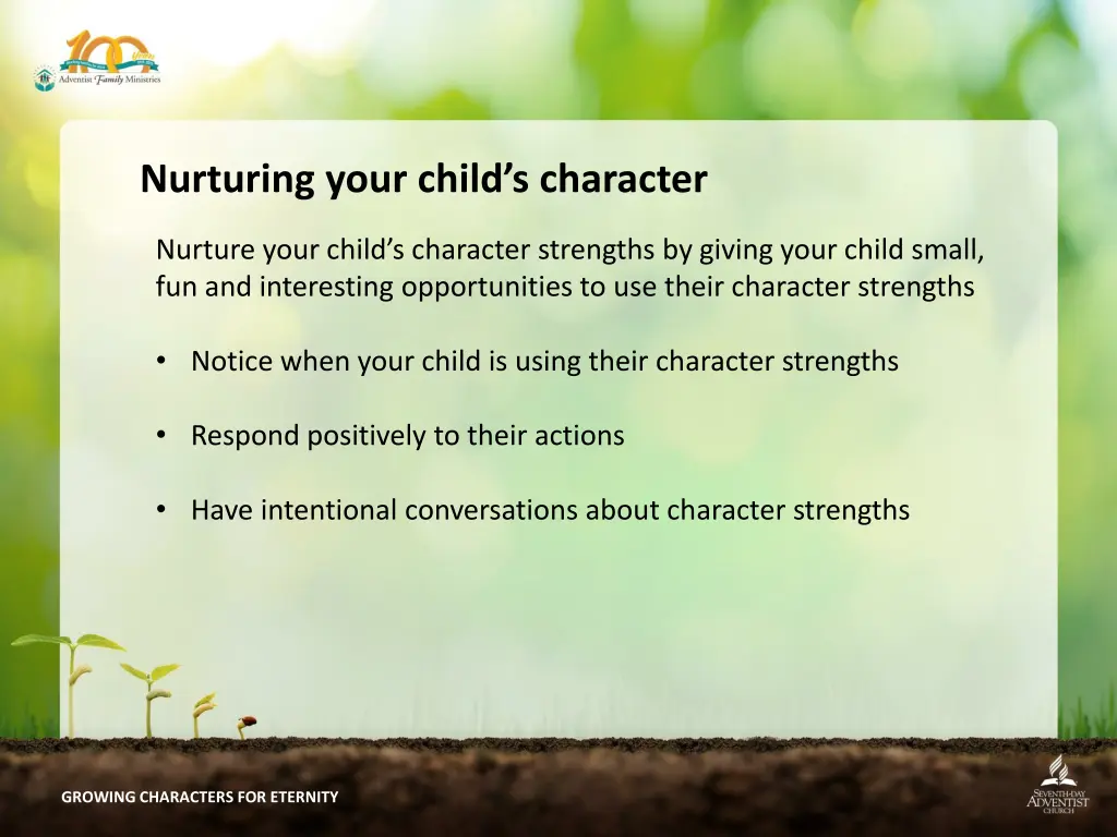 nurturing your child s character