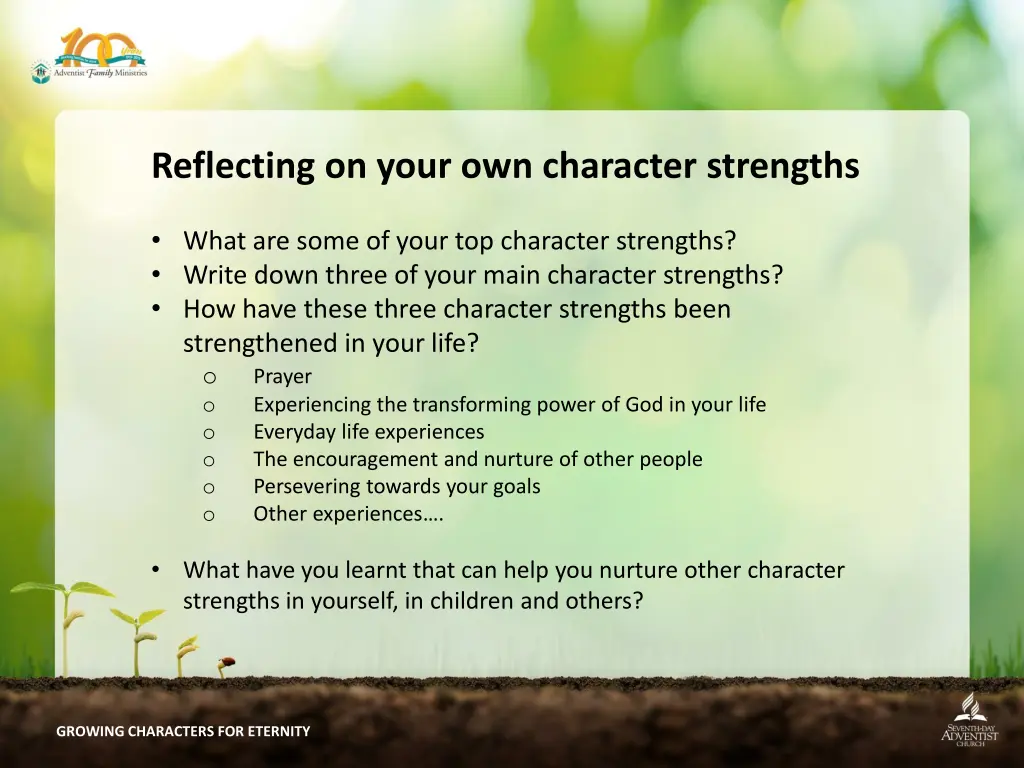 reflecting on your own character strengths