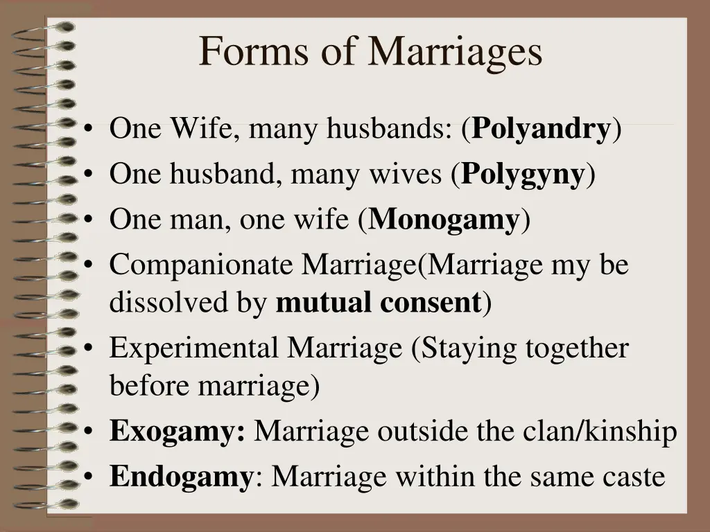 forms of marriages