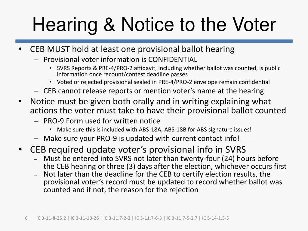 hearing notice to the voter