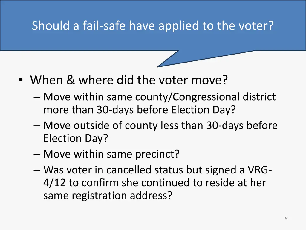 should a fail safe have applied to the voter