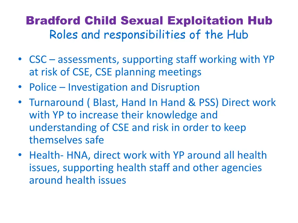 bradford child sexual exploitation hub roles 1