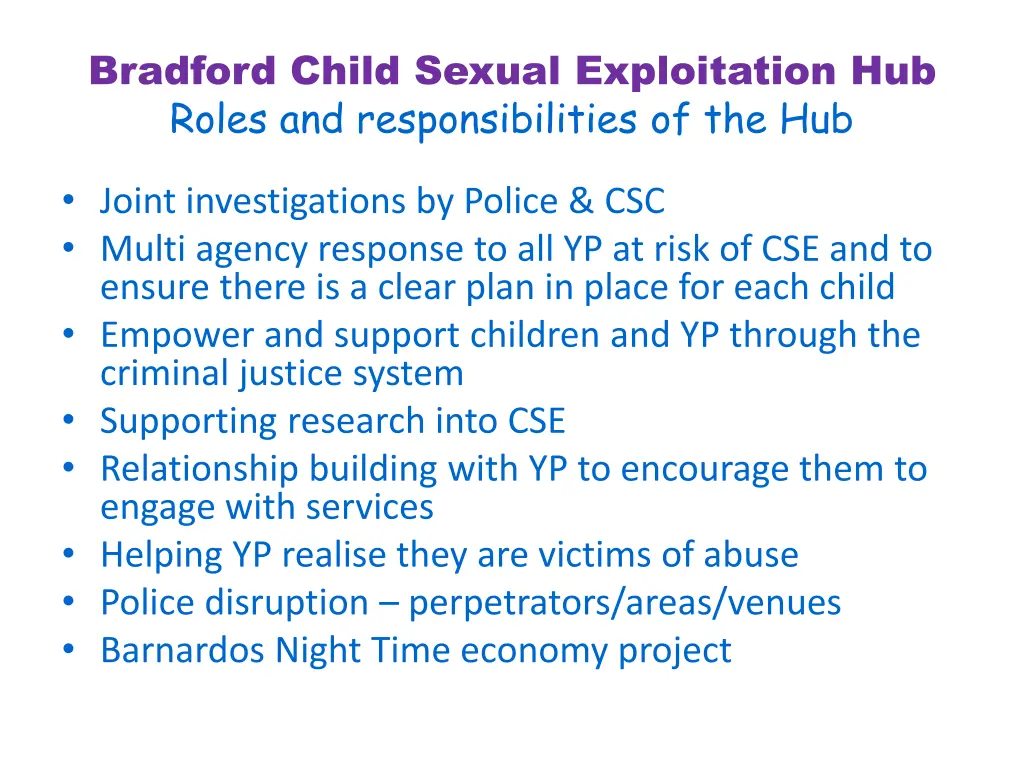 bradford child sexual exploitation hub roles 2