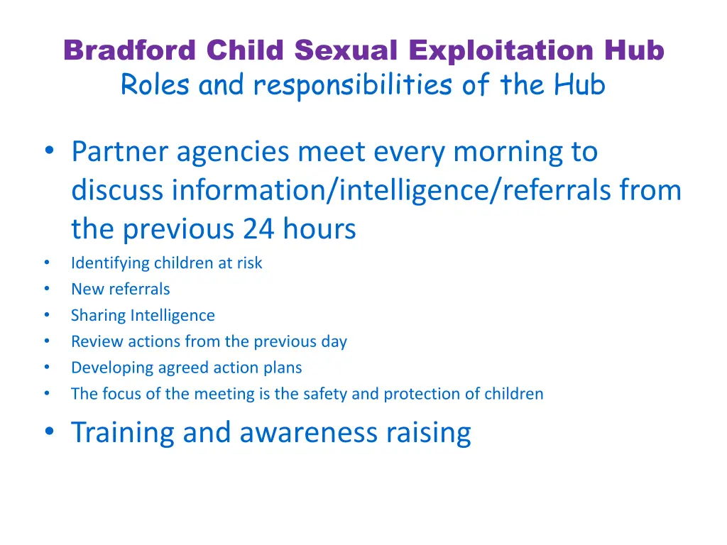 bradford child sexual exploitation hub roles