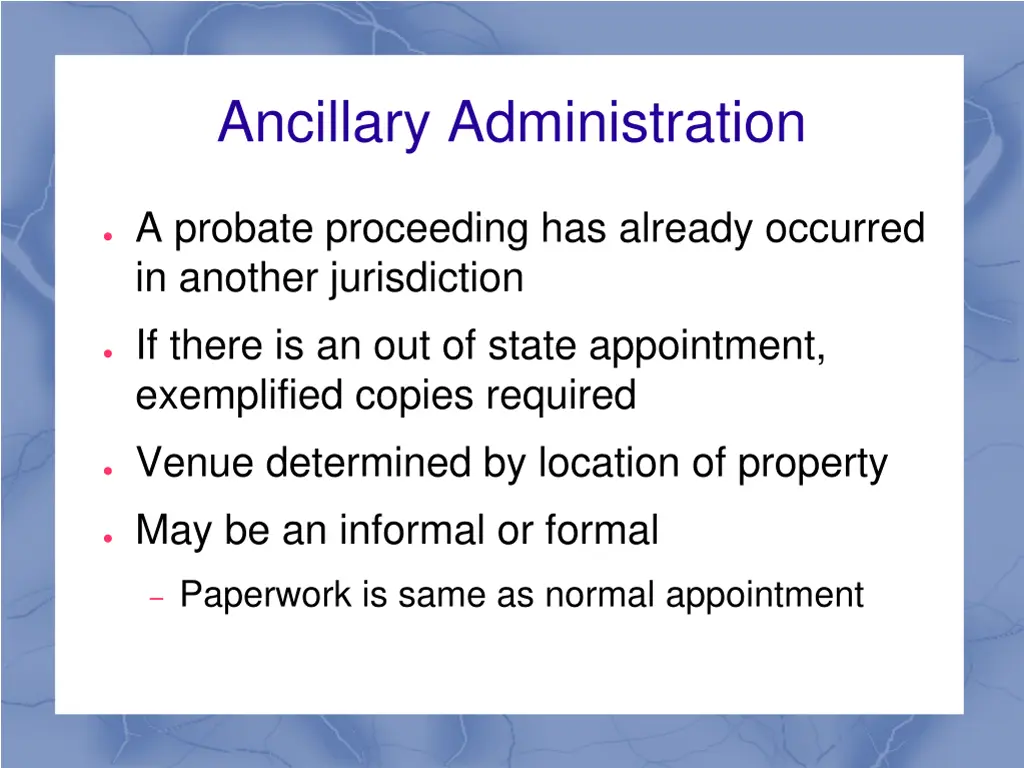 ancillary administration